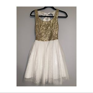 Gold and white sequin dress